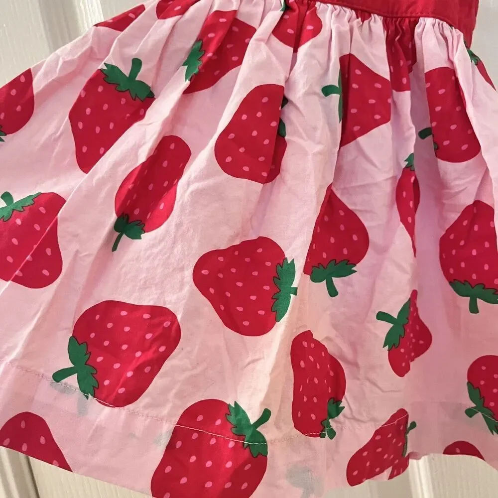 Carter's Pink Strawberry Dress Cotton Girls Size 3 Months